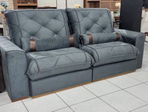 Sofá Retrátil e Reclinável Vicam 029 2.50 m veludo Cinza