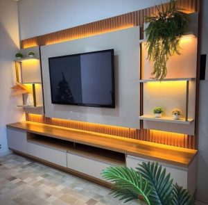 Painel até 70″ + Rack + Dois Módulos Laterais São Paulo Tauari/Off White Fosco