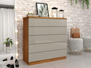 Cômoda Premium 5 Gavetas – Cinamomo/Off White