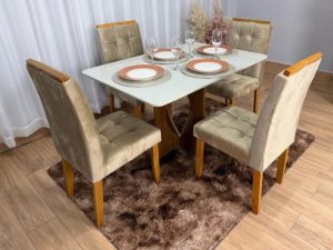 Mesa de Jantar Madri 1.20×0.80 Com 4 Cadeiras Londres
