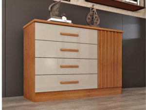 Cômoda Sapateira Barcelona 4 Gavetas 1 Porta Tcil – Cinamomo/Off White