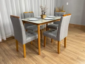 Mesa de Jantar Veneza 1.20×0.80 c/4 Cadeiras Londres