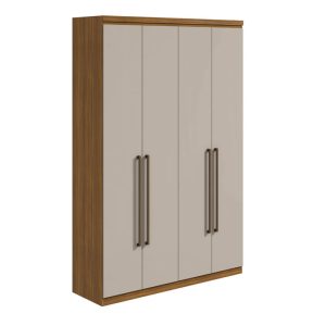 Guarda-Roupa Solteiro Alonzo 4 Portas Amendoa off 100% MDF
