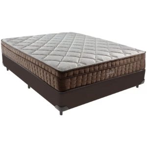 Colchão Casal Star One D28/AG D70 + Base Box Simples Corino Marrom