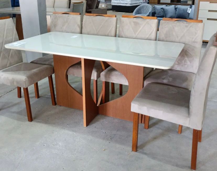 Conjunto Sala de Jantar Mesa Madeira Maciça 6 Cadeiras Vegaz