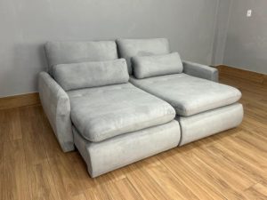 Sofá Cama Retrátil Reclinável Amaranto 2.10m Mod.90 – Prata Veludo