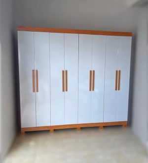 Roupeiro Andara Soft 8P4G Amendoa Clean.Off White Lopas Moveis