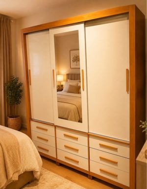 Guarda-Roupa 3 Portas Anjos 1,91 m Cinamomo/off White– CARIOCA MÓVEIS