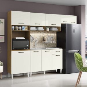 Cozinha Aurora + Balcão para Pia Atenas 249,7 m Atacama/Off White – ARAMÓVEIS