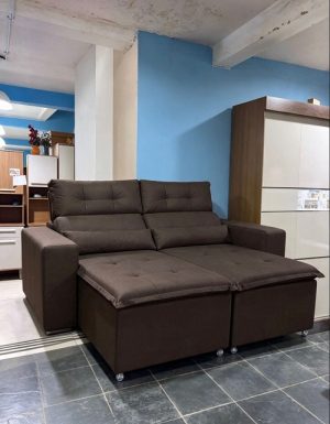 Sofá Retrátil Reclinável Beatriz 1.95m – Marrom– ESTOFAMART