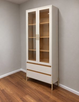 Cristaleira Brisa 2 Portas Vidro 2 Gavetas Cinamomo/Off White Madetec