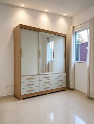 Guarda Roupa Buriti 9 gavetas - Cumaru/Fendi - Novo Horizonte
