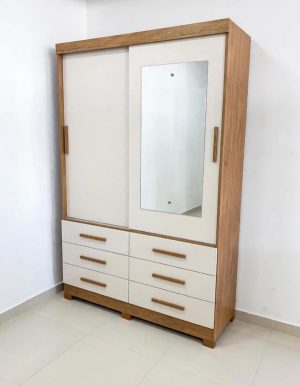 Guarda Roupa Buriti 2Portas 6Gavetas C/Espelho Cumaru/Fendi– NH