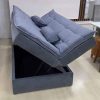 Sofá Cama Baú Búzios Veludo Cinza– LUXURY ESTOFADOS