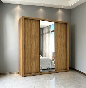 Guarda-Roupa 3 Portas com Espelho Master Freijó