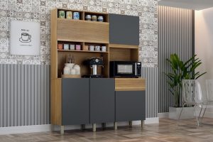 KIT COZINHA CANASTRA CINAMOMO GRAFITTE 1,43m VALDEMOVEIS