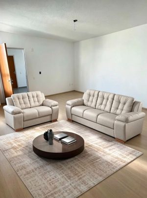 Conjunto Estofado 240 2x3 Lugares Courvin Areia Rondomoveis