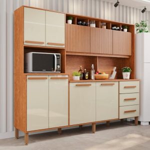 Kit Cozinha Angelina Prime 2.40 m Frisada Cinamono/Off White