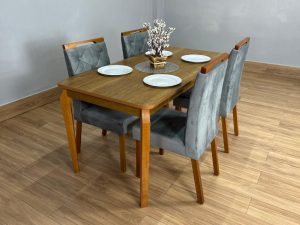 Mesa de Jantar Alegra 1.20×0.80 Com 4 Cadeiras Jasmim