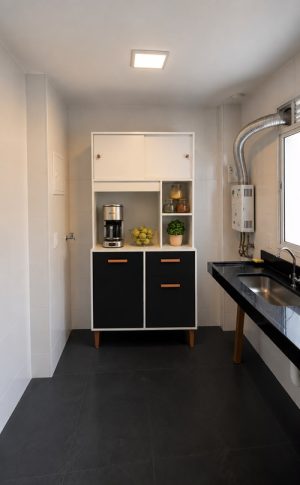 Kit Cozinha Dália C211 0,90 m Branco/Preto – FELLICCI
