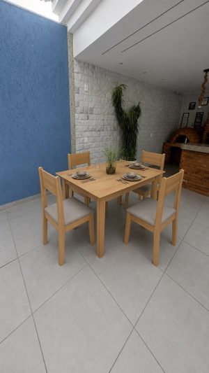 Conjunto Sala Jantar Delta Tmp Retangular Mel 110 com 4 Cds Delta Mel/Savana Sonetto Moveis - Sr