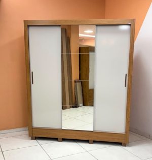 Guarda-Roupa Dubai Larg. 1.79m 03 Portas Com Espelho Cinamomo/Off White Carioca