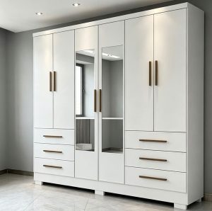 Guarda Roupa Encanto 6 portas e 6 Gavetas Com Espelho Novo Horizonte – Branco