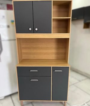 Armário de Cozinha Erva Doce 90cm 4 Portas 1 Gaveta Nicioli - feijó/chumbo