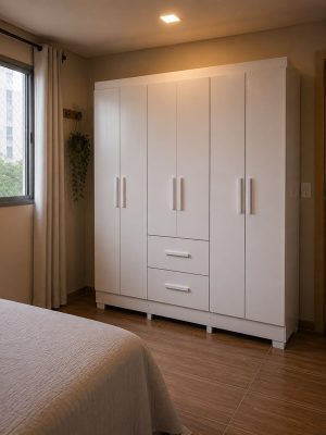 Roupeiro Estrela 6 Portas 2 Gavetas Branco  Sallêto