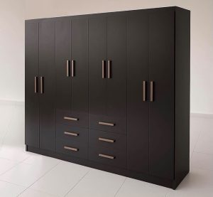 GUARDA ROUPA PARIS 1.85 COM 8 PORTAS 6 GAVETAS E PUXADORES EM MADEIRA – EVIDÊNCIA (consultar disponibilidade)