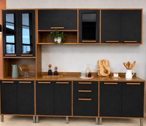 Armário de Cozinha 6 Peças Florida 2.70m cinamomo/Preto  Sallêto