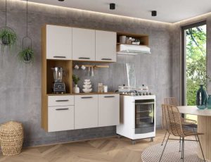 Cozinha Suspensa Gisele Pop Plus 5P2G2N Freijo/Off White Moveis Parana