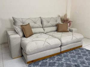 Sofá Retrátil e Reclinável Gran Bello 2.00m – Bege Linho