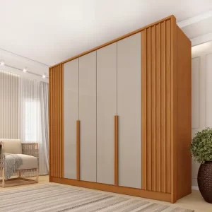Guarda Roupa Guarani 2.44 Casal C/ 6 Portas 4 Gavetas Com Detalhe Ripado Cinamomo/off White – TCIL