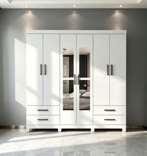 Guarda-roupa Hércules 6 Portas com Espelho Branco Larg. 1.77m Carioca