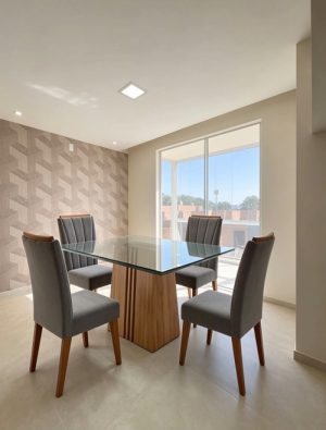 Mesa De Jantar 120x90 com 4 Cadeiras Safira Mel.Grafite Veludo Grafite Viero - Sr Consultar Disponibilidade