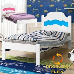 Cama Solteiro Íris Branco/Rosa/Azul – MADEC/VJ MÓVEIS