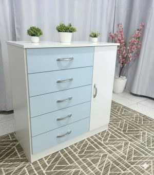 Comoda Itaborai.Itaipu 5G1P Branco com Azul