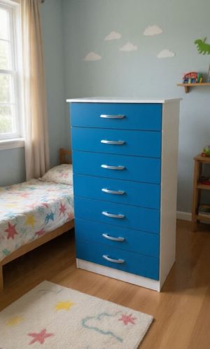 Comoda Resende.Macabu 7G Branco/Azul AS Moveis