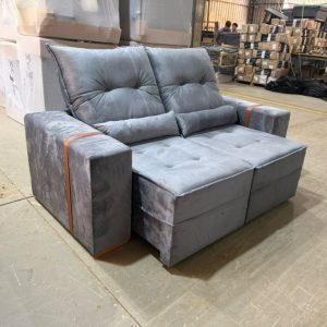 Sofá Retrátil e Reclinável Júnior 2.00 m Veludo Cinza Grafite 08 – IMPERIAL DECOR