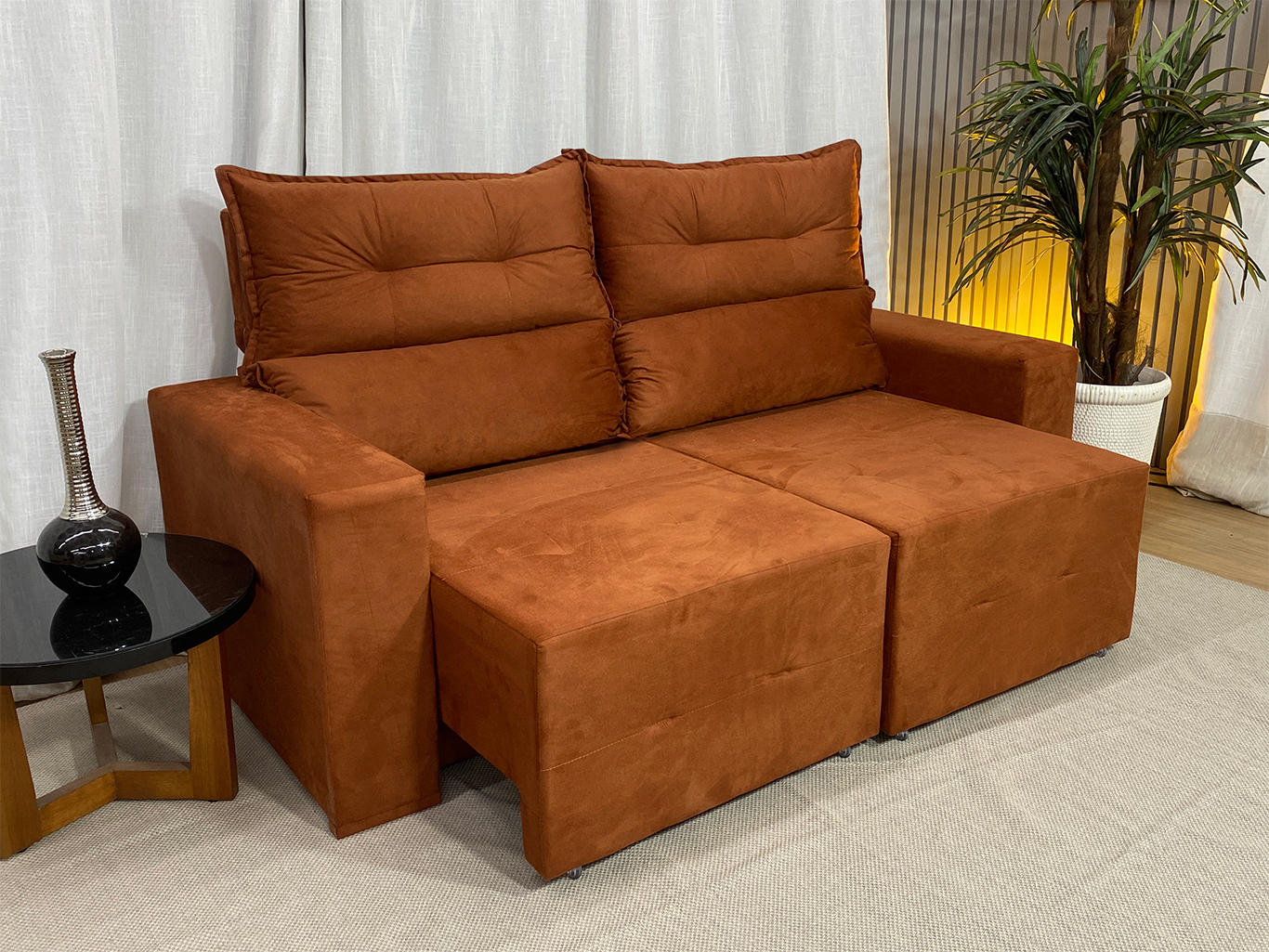 Sofá Retrátil Reclinável 1.80 m - Modelo Lia - Terracota 604