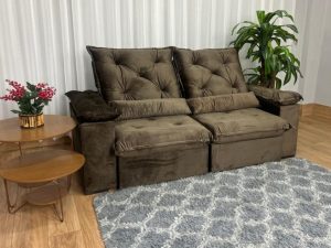 Sofá Retrátil Reclinável Porto Madero 2.00m- Marrom Veludo