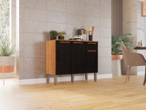 Balcão de Cozinha Madri 1,05m – Cinamomo/Preto