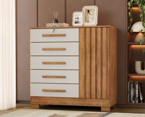 Comoda Mary 5 Gavetas 1P Cedro/Areia 2V Rud Rack