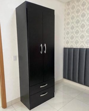 Guarda-Roupa Solteiro 2 Portas 2 Gavetas Preto- Maxi Evidência Móveis (consultar disponibilidade)