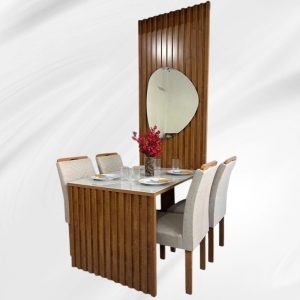 Mesa Jantar Cancun 120×90 4 Cadeiras Linho Bege 178 Cel Móveis