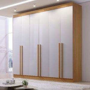 Guarda-Roupa 6 Portas Milano/Da vinci 2,20 m Cinamomo/Off White – D’DORO