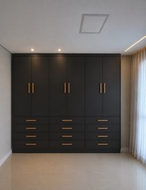 Roupeiro  New Mônaco 1.83m Com 6 Portas e 12 Gavetas -Preto