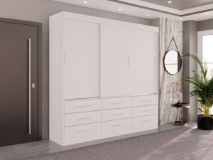 Guarda-Roupa New Star 3 portas de correr Sem espelho – Branco
