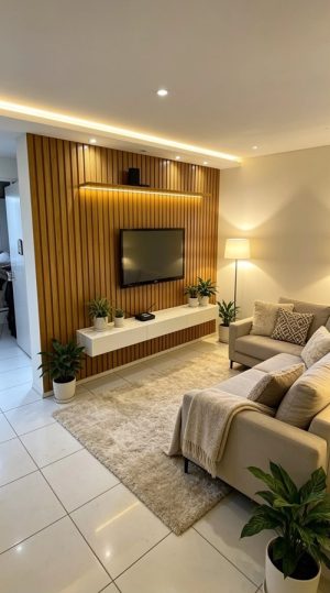 Home Nobre Ripado 230 1P3G com LED Naturale/Off White Gelius